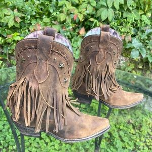 Laredo Womens Fringe Cowboy Western Boots 7.5